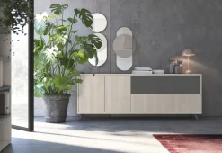 Madia Folk con anta ribalta, un cassettone e due ante battenti disponibile in vari colori