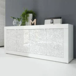 Madia linea Basic con 4 ante in finitura Bianco laccato lucido FLOWER