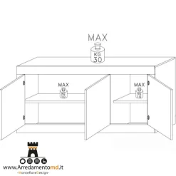 Madia linea Basic con 3 ante in finitura Bianco lucido e Pero
