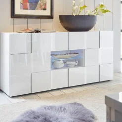 Madia linea Dama 2 ante e 2 cassetti in Bianco laccato lucido