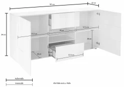 Madia linea Dama 2 ante e 2 cassetti in Bianco laccato lucido