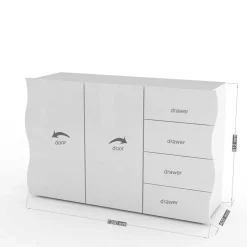 Madia linea Mia 2 ante e 4 cassetti in Bianco lucido