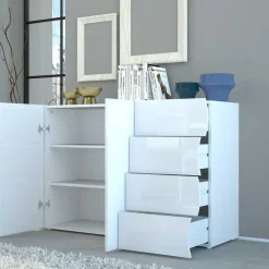 Madia linea Mia 2 ante e 4 cassetti in Bianco lucido