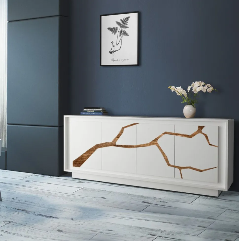 Madia linea Pure 4 ante in finitura Bianco laccato opaco