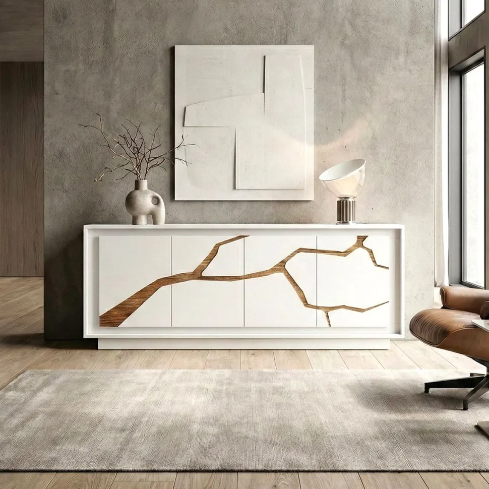 Madia linea Pure 4 ante in finitura Bianco laccato opaco