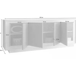 Madia linea Pure ver 1- 4 ante in finitura Bianco laccato opaco