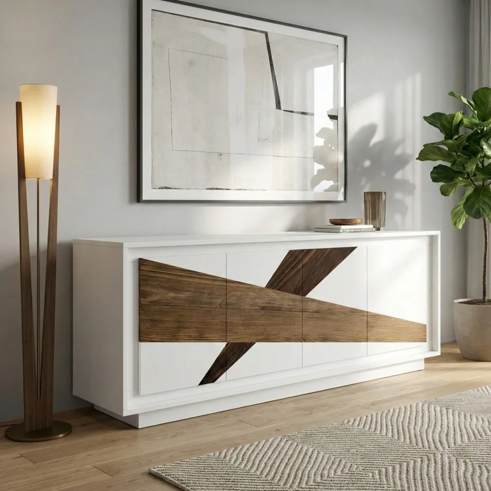 Madia linea Pure ver 1- 4 ante in finitura Bianco laccato opaco