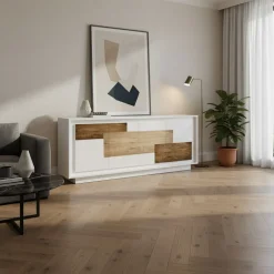 Madia linea Pure ver 3- 4 ante in finitura Bianco laccato opaco