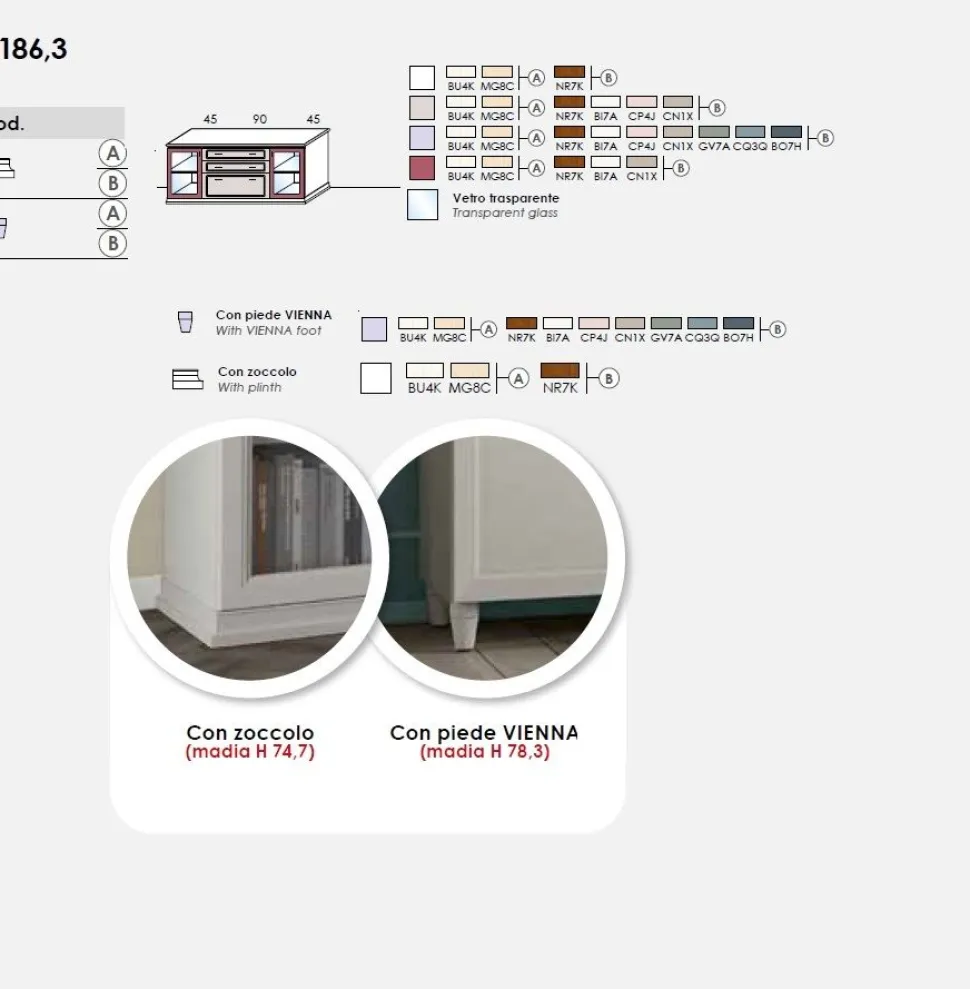 Madia Melany linea Motivi finitura Bucaneve disponibile in vari colori