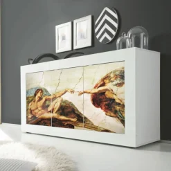 Madia Michelangelo Linea Fancy finitura Bianco lucido con Serigrafia