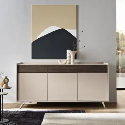 Madia Moderna a 3 ante e 3 cassetti con inserto Cannettato Colori e Piedini Personalizzabili