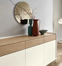 Madia Moderna a 3 ante e 3 cassetti effetto legno Colori e Piedini Personalizzabili