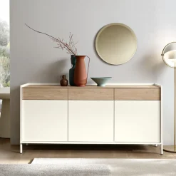 Madia Moderna a 3 ante e 3 cassetti effetto legno Colori e Piedini Personalizzabili