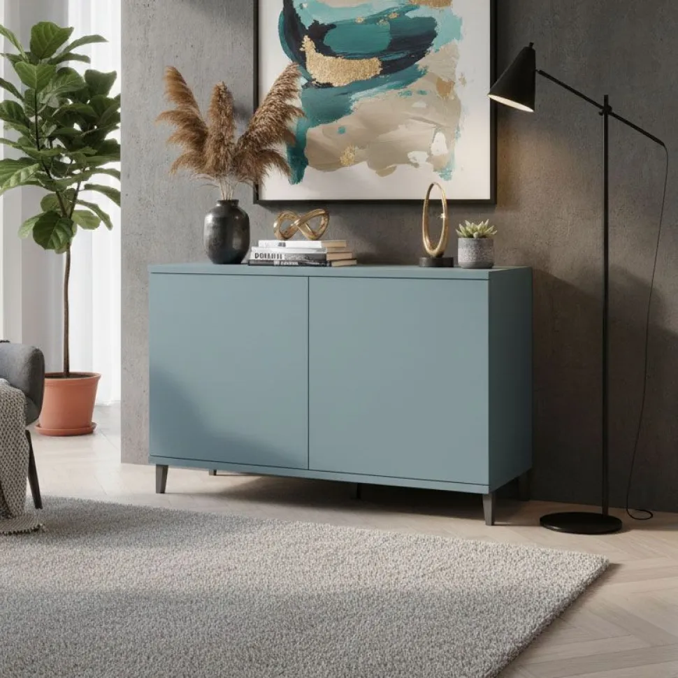 Madia moderna 2 ante azzurro codaques Cloe con piedini 15 colorazioni