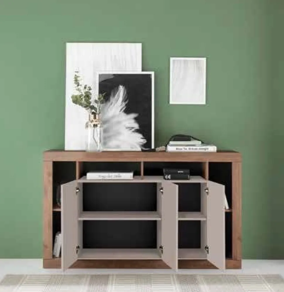 Madia moderna 3 ante battenti linea Verona finitura Rovere Mercure e Cashmere