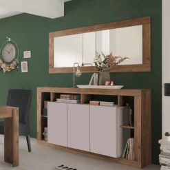 Madia moderna 3 ante battenti linea Verona finitura Rovere Mercure e Cashmere