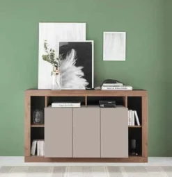 Madia moderna 3 ante battenti linea Verona finitura Rovere Mercure e Cashmere