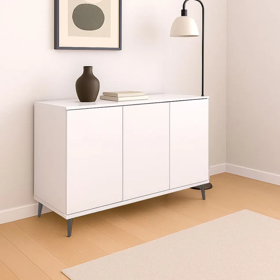Madia moderna 3 ante Cloe bianco opaco con piedini 15 colorazioni