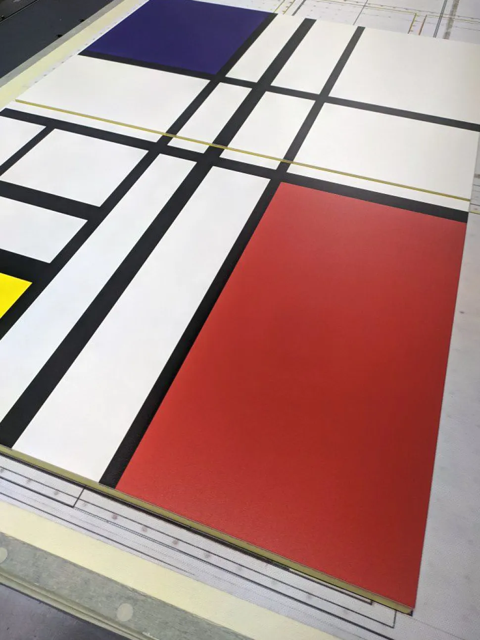 Madia moderna 2 ante Cloe Bianco Opaco con piedini 15 colorazioni con serigrafia "Piet Mondrian"