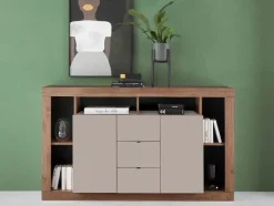 Madia moderna 2 ante e 3 cassetti linea Verona finitura Rovere Mercure e Cashmere