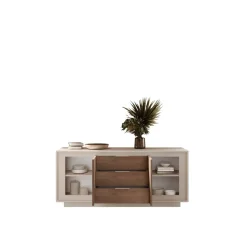 Madia moderna 2 ante e 3 cassetti Cashmere e Rovere Mercure linea Eos