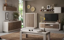 Madia moderna 2 ante e 3 cassetti Cashmere e Rovere Mercure linea Eos