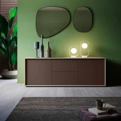 Madia moderna 2 ante e 2 cassetti Olmo e Moka senza maniglie disponibile in vari colori