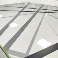 Madia moderna 2 ante linea Frame in Bianco Lucido e Cemento con grafica righe