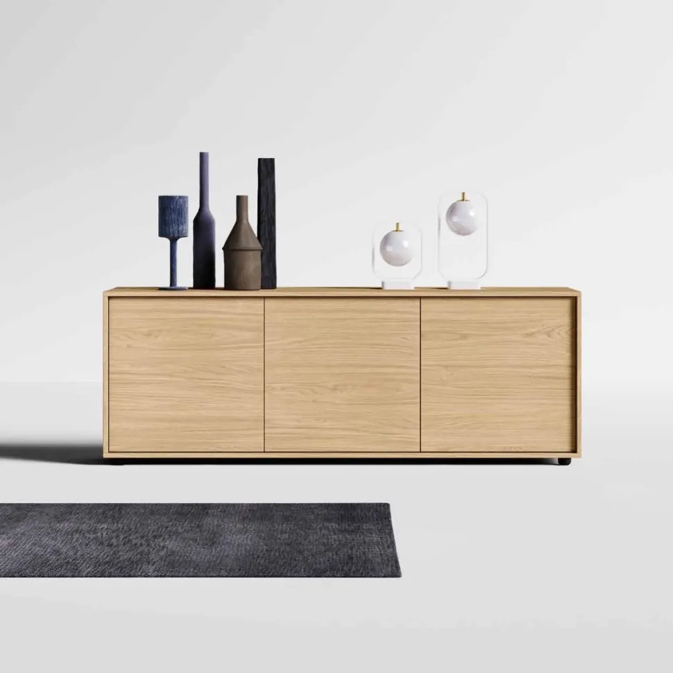 Madia moderna 3 ante Rovere Nordico senza maniglie disponibile in vari colori