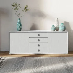 Madia moderna Bianco Frassino 2 ante e 4 cassetti linea Tilt