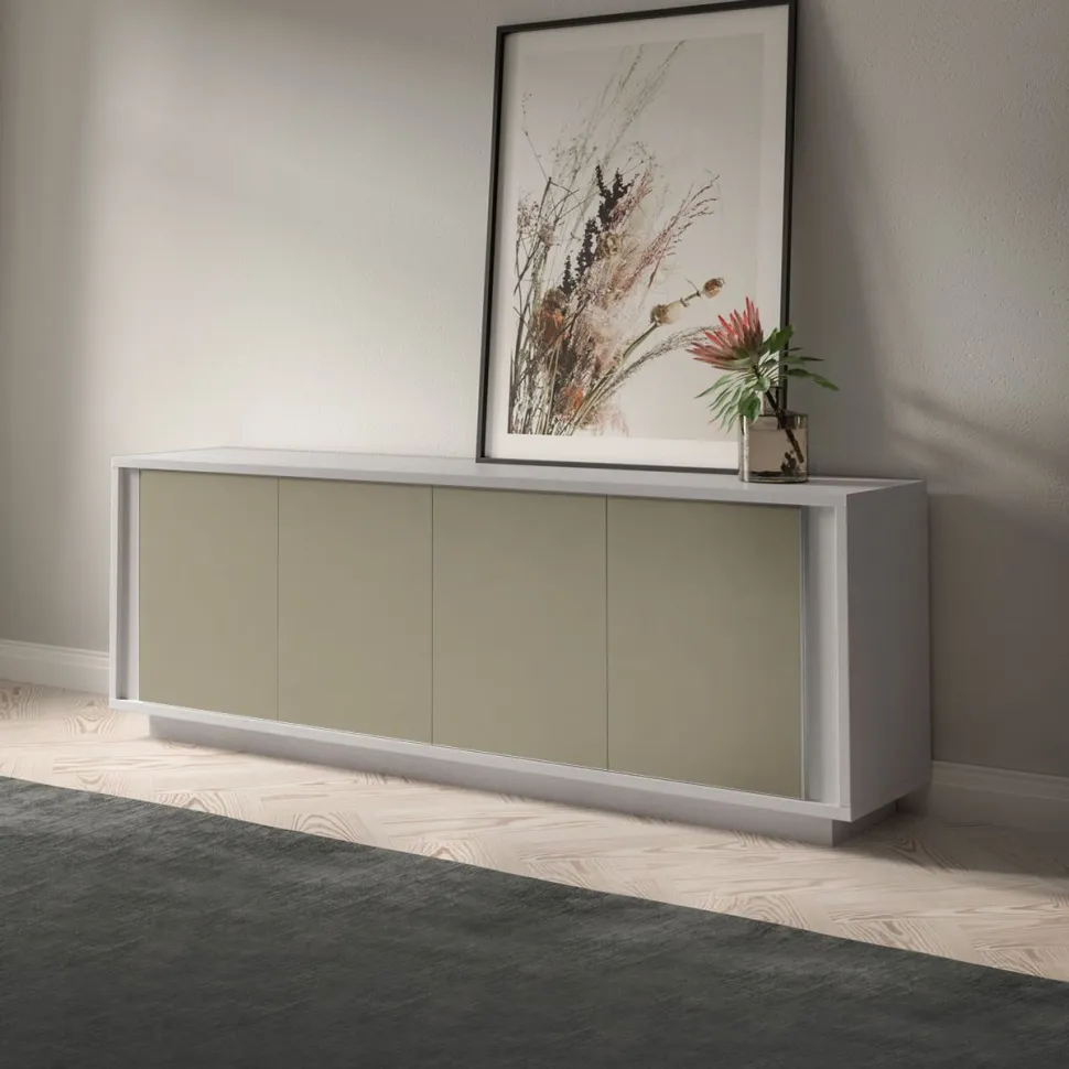 Madia moderna bianco frassino e fango 4 ante modello SKYLINE - colori personalizzabili
