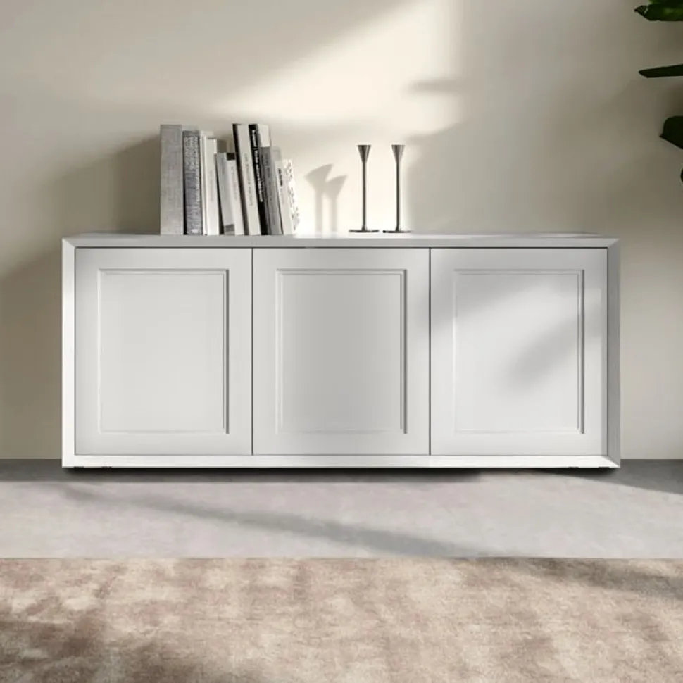 Madia moderna Bianco opaco 3 ante senza maniglia linea Tilt CLASSIC