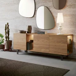 Madia moderna bifacciale Ardesia scuro 3 ante e 3 ripiani con apertura push pull disponibile in vari colori