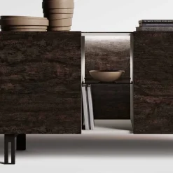 Madia moderna bifacciale Ardesia scuro 3 ante e 3 ripiani con apertura push pull disponibile in vari colori