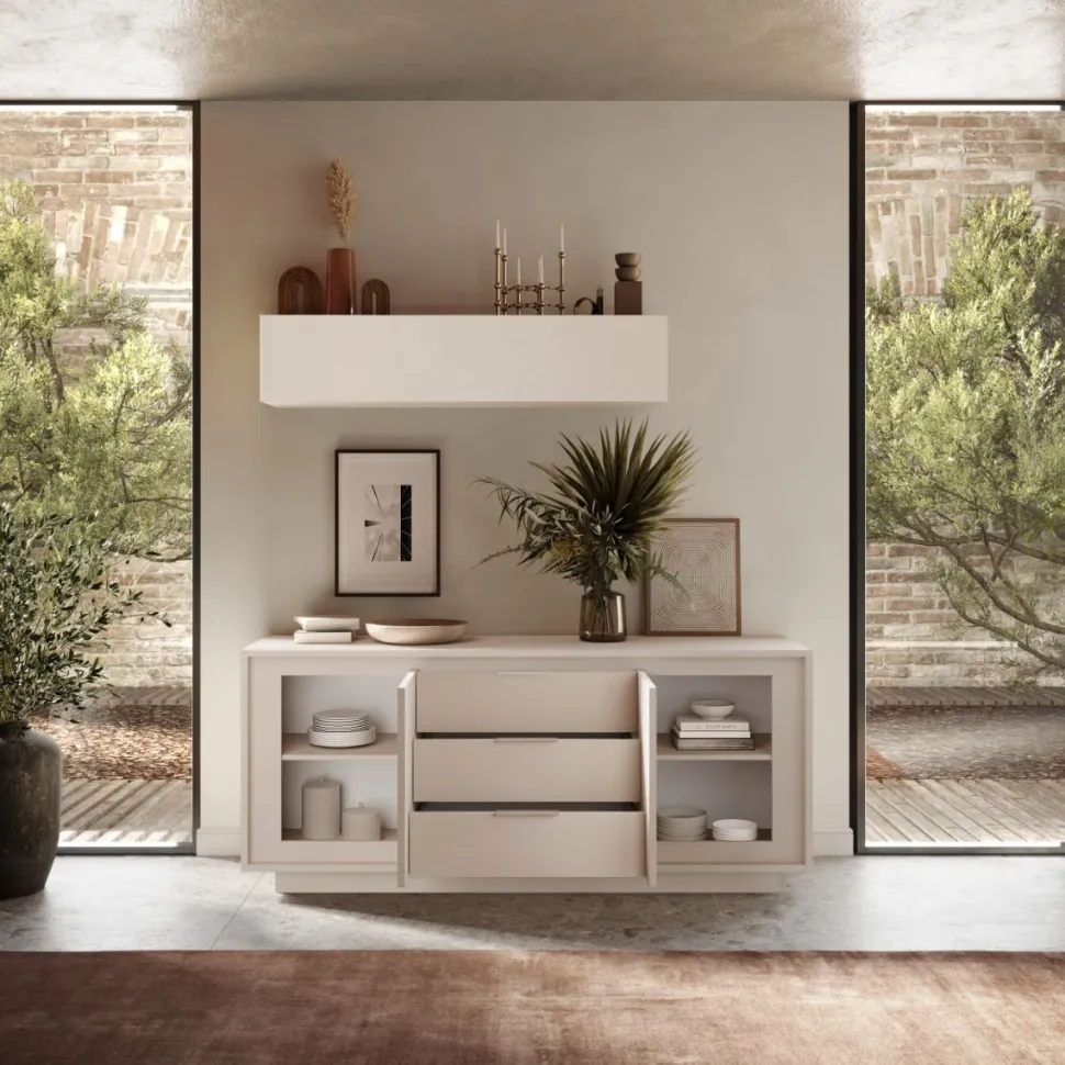 Madia moderna Cashmere 2 ante battenti e 3 cassetti linea Eos