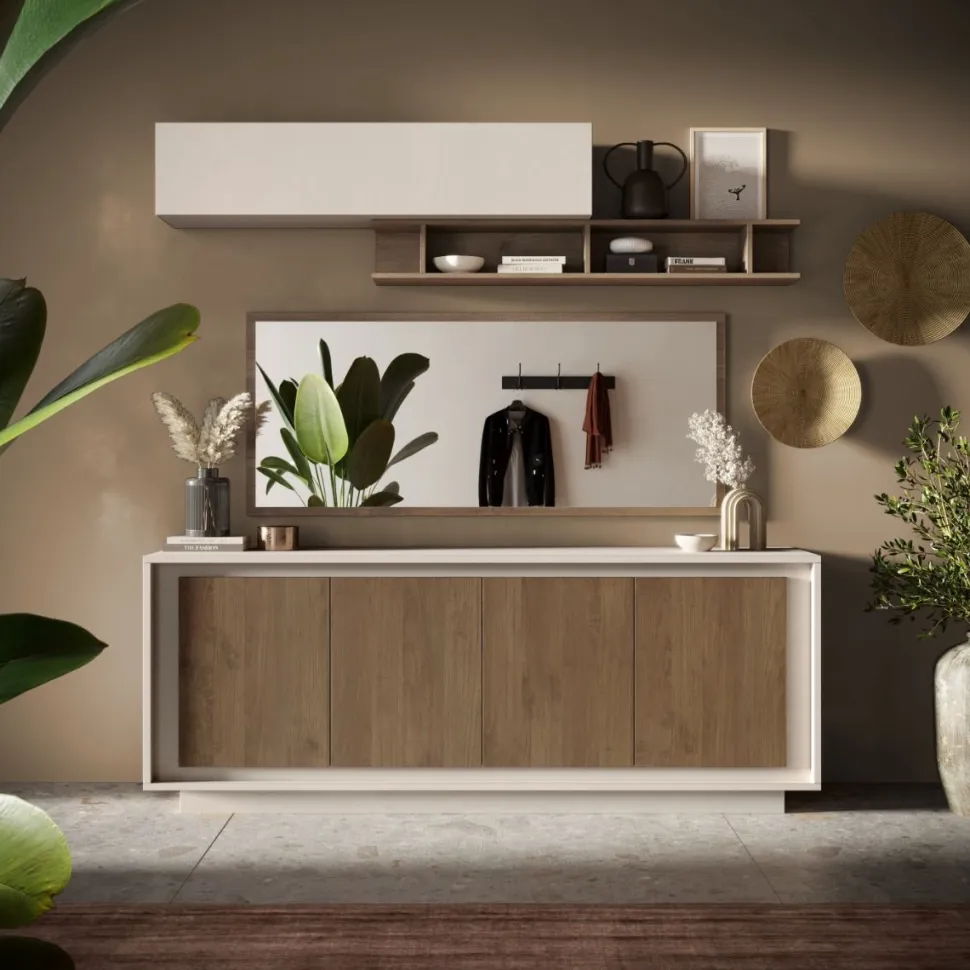 Madia moderna Cashmere e Rovere Mercure 4 ante battenti linea Eos