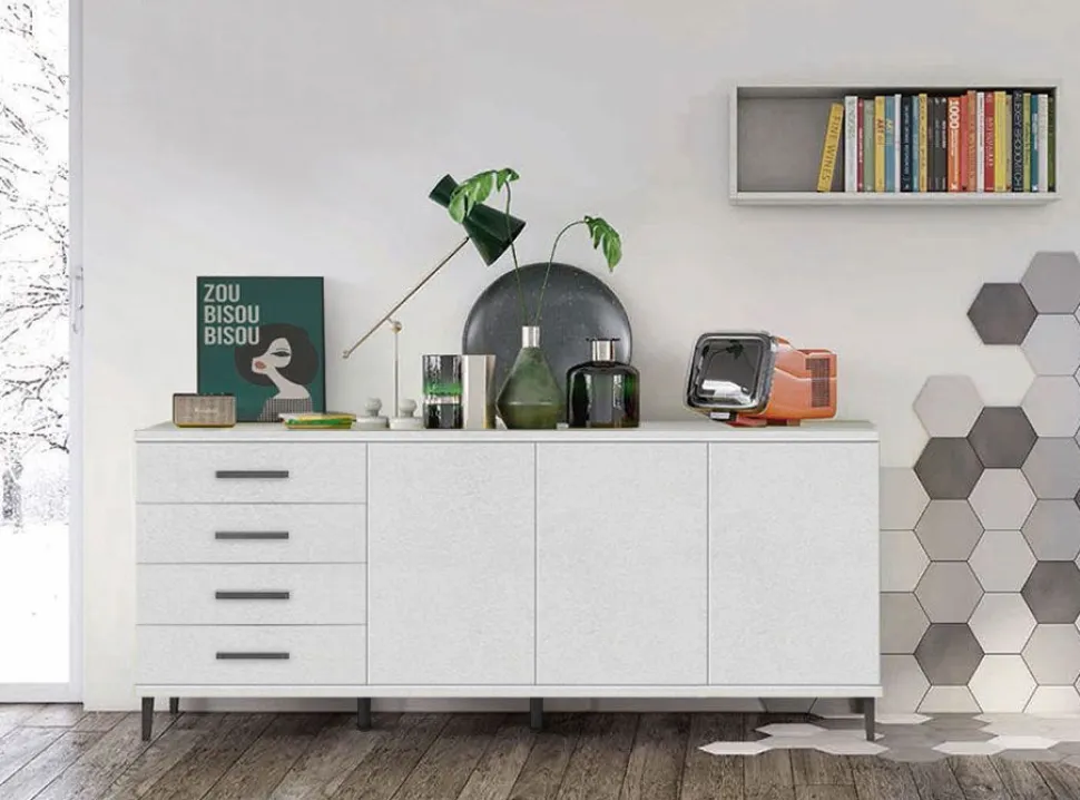 Madia moderna 4 Cassetti e 3 ante Cloe 15 colorazioni