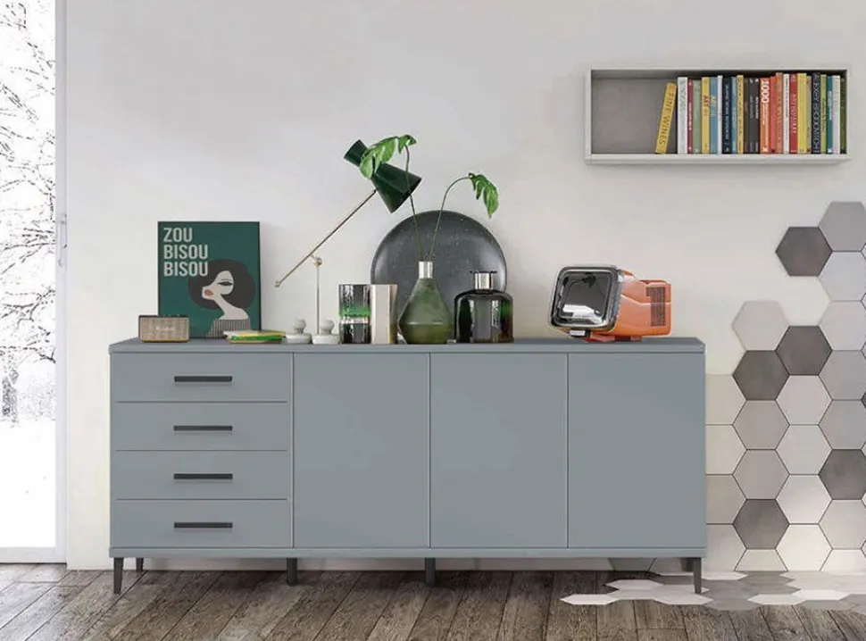 Madia moderna 4 Cassetti e 3 ante Cloe 15 colorazioni