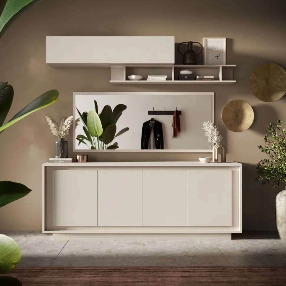 Madia moderna finitura Cashmere 4 ante battenti linea Eos