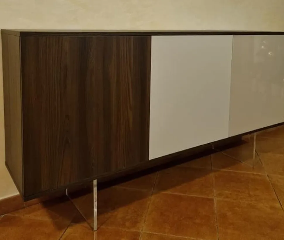 Madia Moderna Giulia - Linea Alba (Colori, Ante in Vetro e Piedini in Plexiglass)