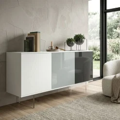 Madia Moderna Giulia - Linea Alba (Colori, Ante in Vetro e Piedini in Plexiglass)