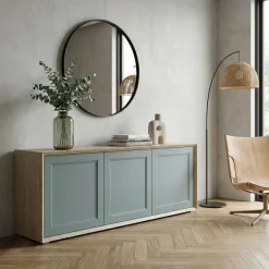 Madia moderna Rovere e Verde Bristol 3 ante senza maniglia linea Tilt CLASSIC