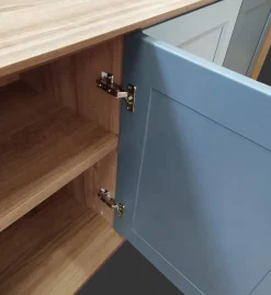 Madia moderna verde Bristol e Teak 4 ante senza maniglia linea Tilt CLASSIC