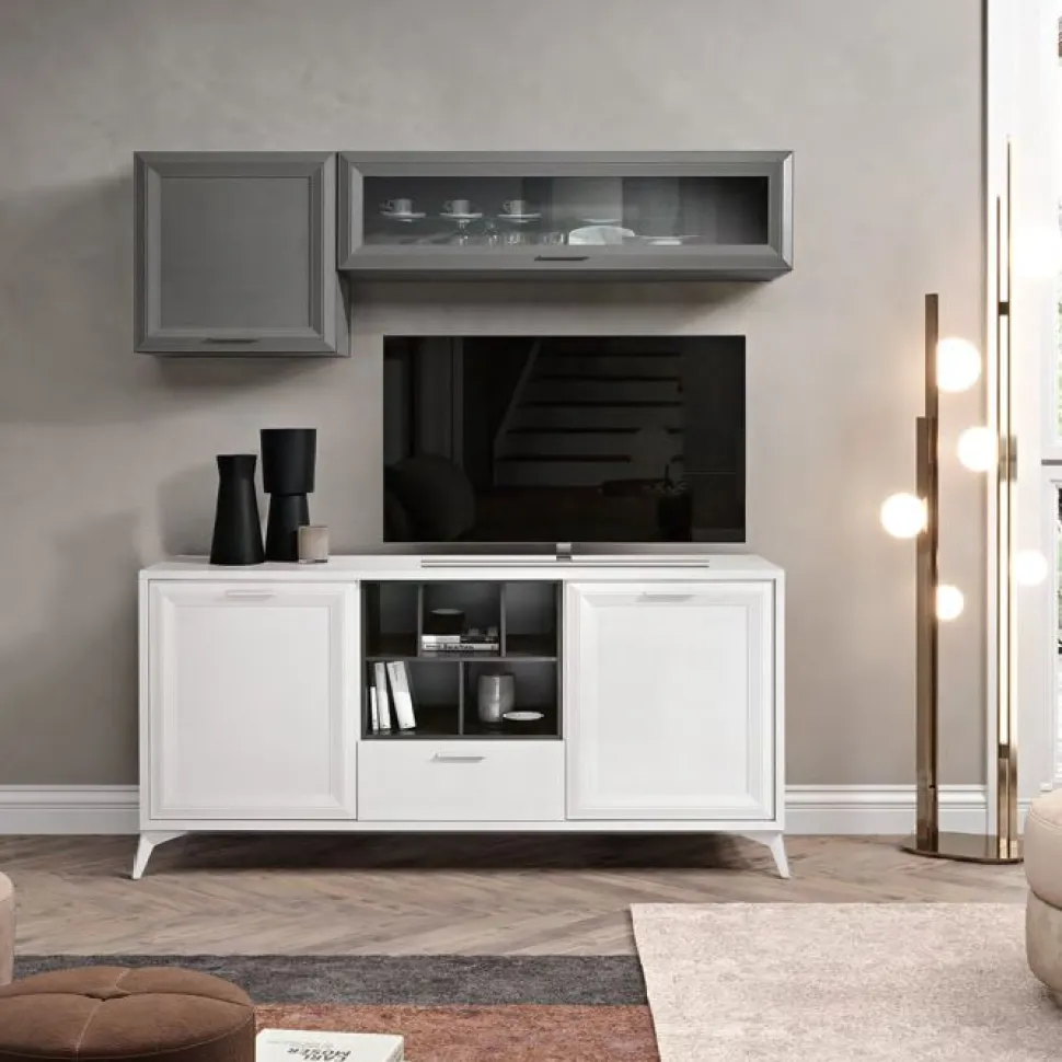 Madia Nuro linea Prevaling finitura Bianco Frassino e Grigio