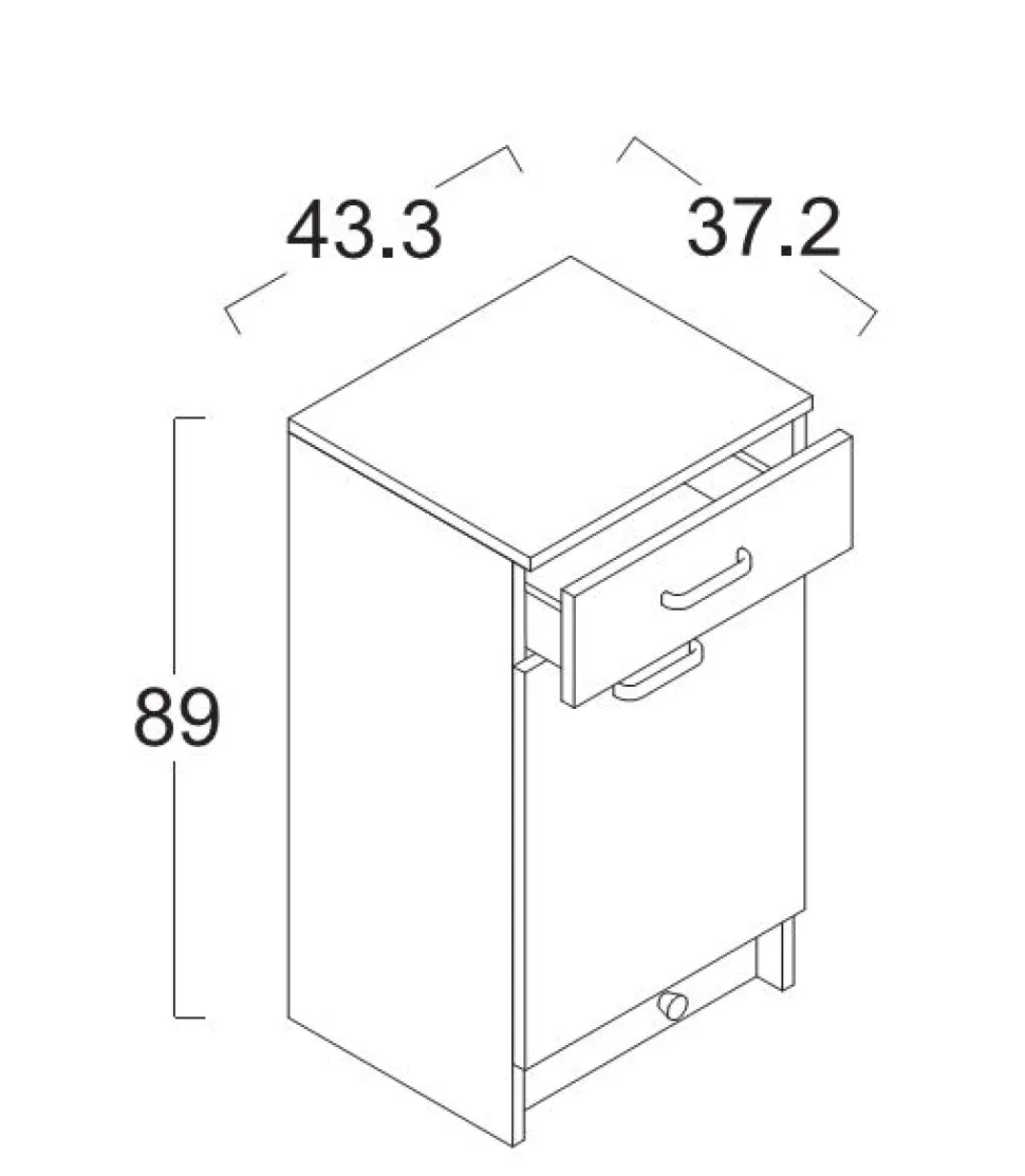 Madia per lavanderia 1 anta e 1 cassetto Eko disponibile in 2 misure