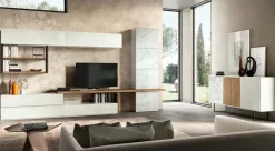 Madia Runa linea Alba in finitura Rovere Nordico ,Bianco Calce e Marmo