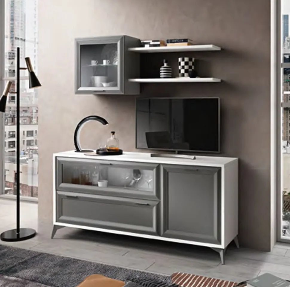 Madia Saro linea Prevaling finitura Bianco Frassino e Grigio