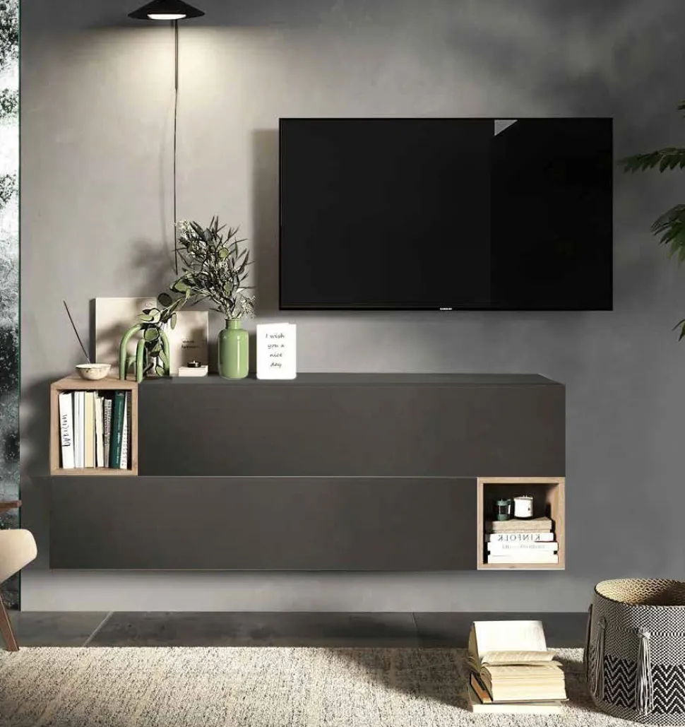 Madia sospesa INFINITY 166x58h cm 2 ante e 2 vani a giorno