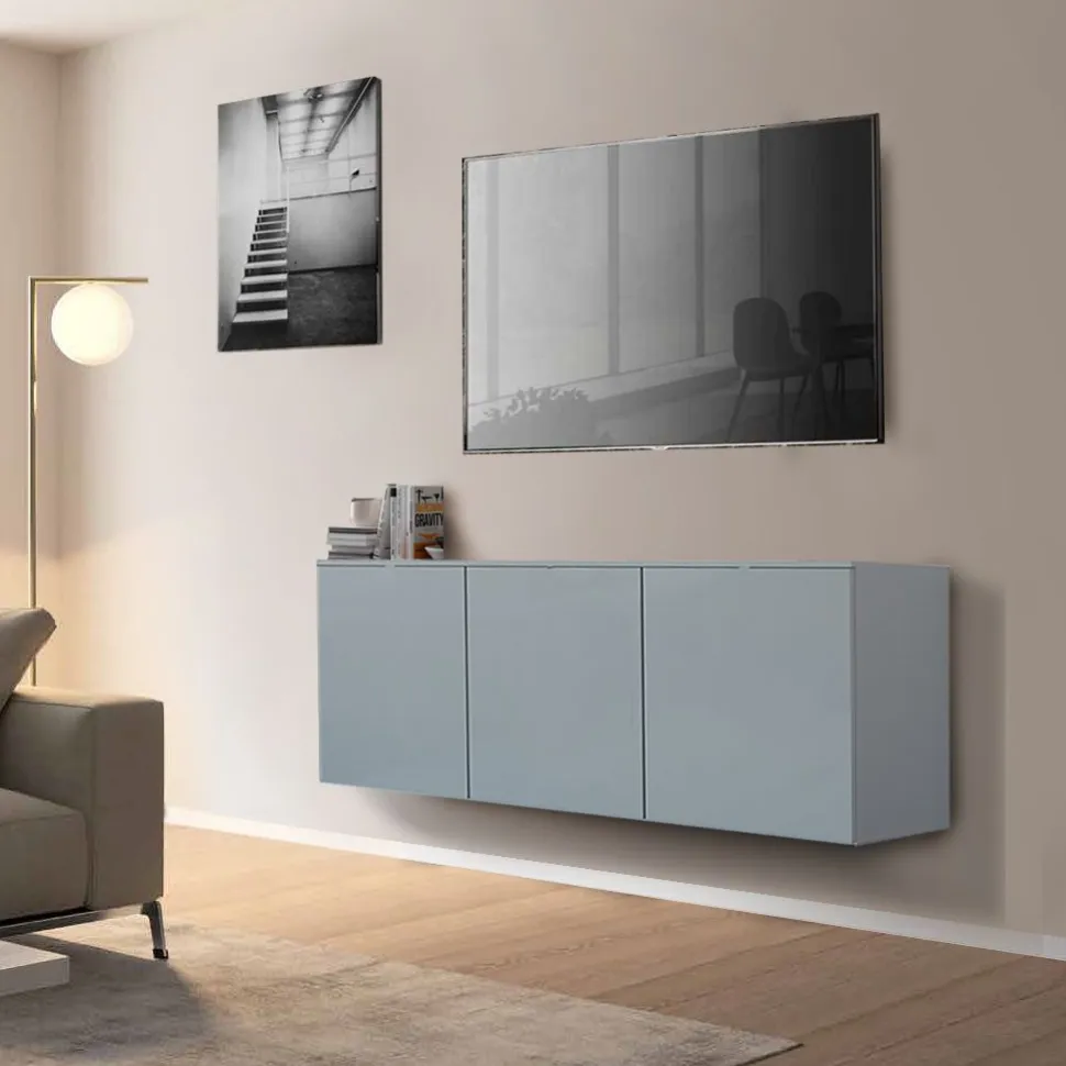 Madia Sospesa Moderna a 3 Ante Ala - Personalizzabile in Colori e Misure
