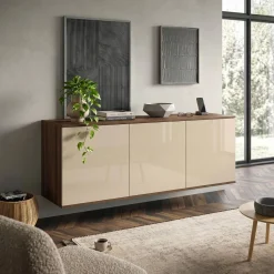 Madia Sospesa Moderna Nuvo - Linea Alba (Colori e Ante in Vetro Personalizzabili)